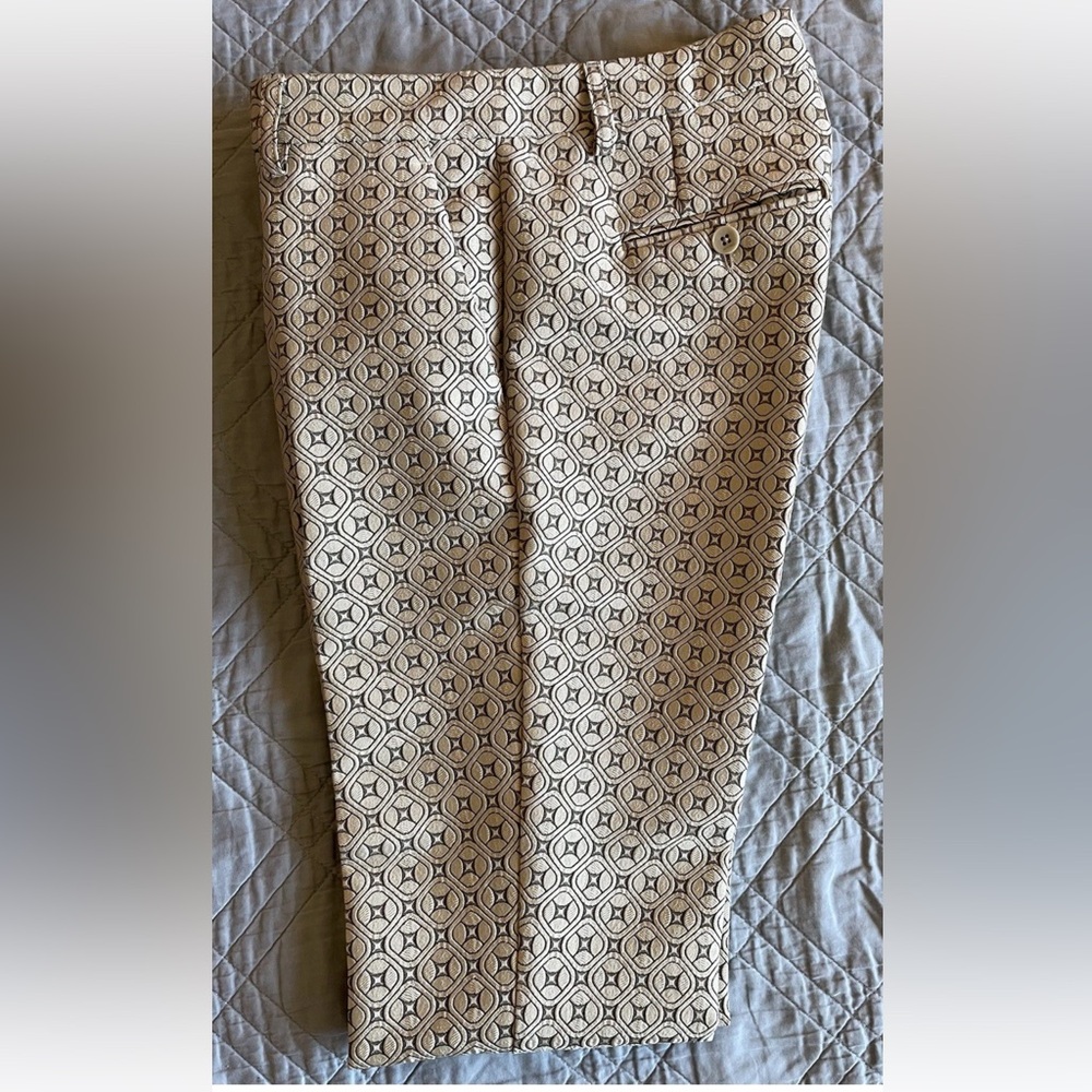 ETRO Made in Italy Textured Jacquard   Print Slim‎ Trouser in Ecru Size 40 $850